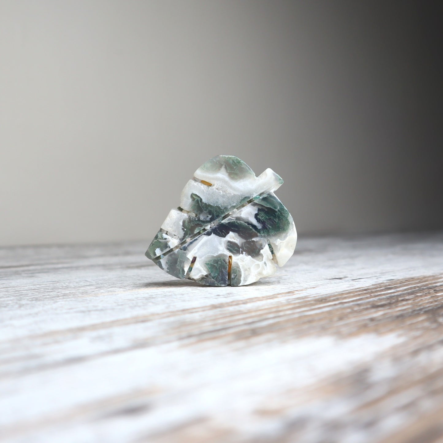 Moss Agate Leaf Carving
