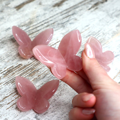 Rose Quartz 3D Butterfly Carving | Intuitively Chosen