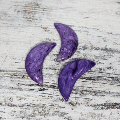Mini Charoite Moon Carving | Intuition + Transformation